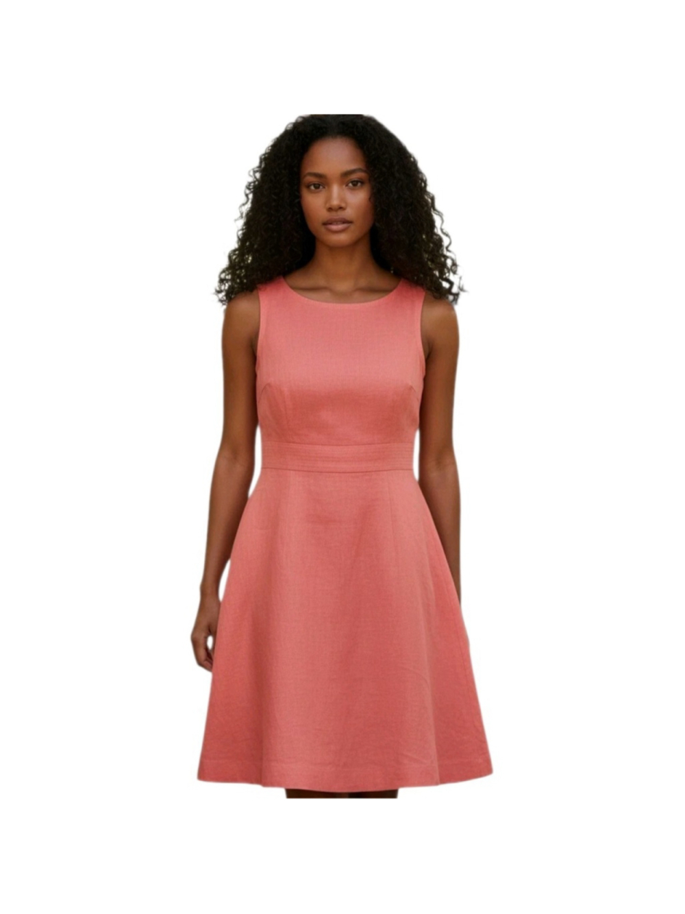 Talbots Petites Irish 100% Linen Round Neck Knee-length Sleeveless Dress Size 6